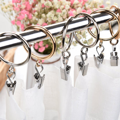 Coideal Small Curtain Clips for Hanging, 25 Pack Stainless Steel Fabric Hooks for RV Canopy Accessory