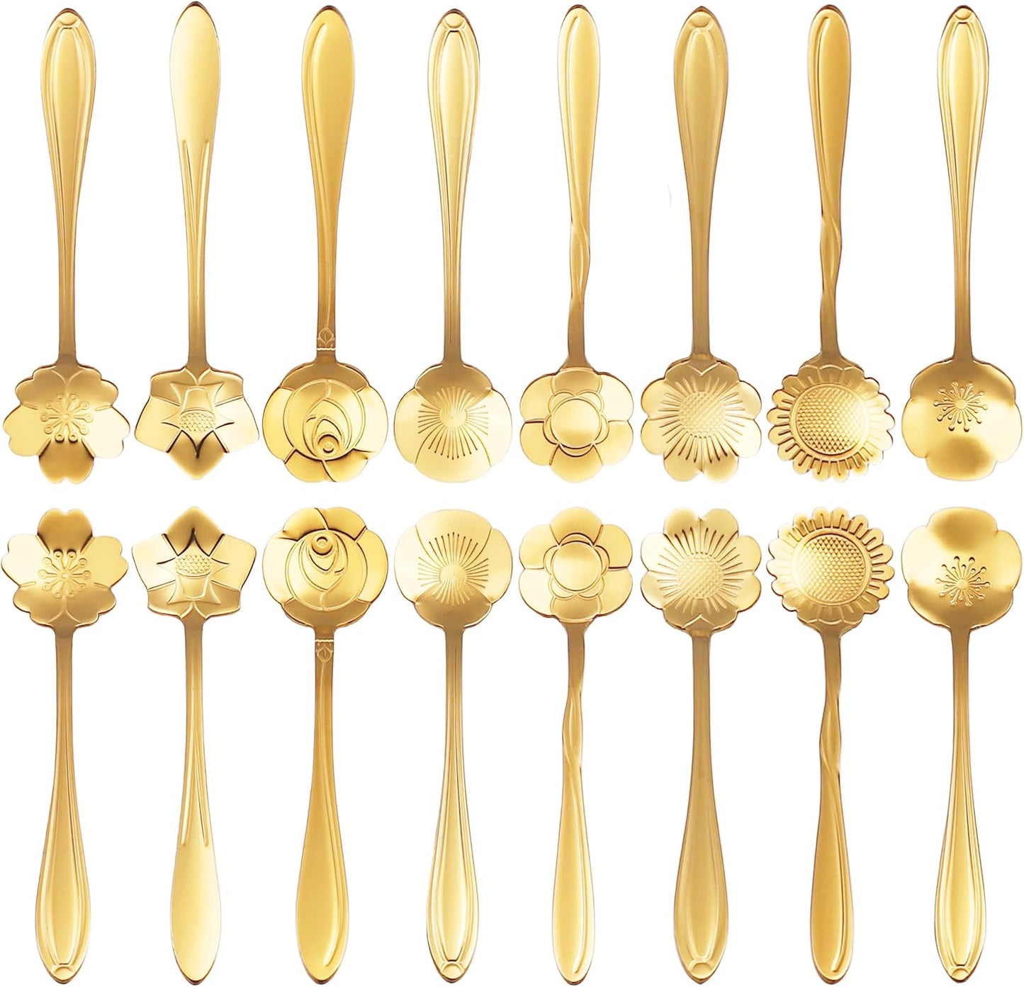 ESRISE 16 Pcs Stainless Steel Cute Tea Spoons, Gold Coffee Spoon for Tea Party Decorations
