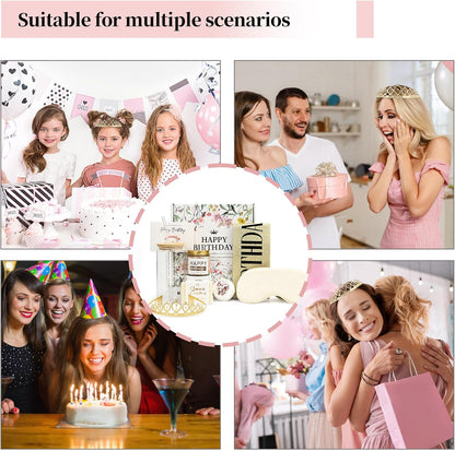 SimleLive 8pcs Set, Package Happy Birthday Gift Box for Women Spa Gifts for Birthday Unique, for Her, Mom, Grandma