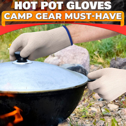 Heat Resistant Gloves for Cooking & Grilling – Aramid Oven Mitts Gloves with Fingers, Thick Knit Design Ensures Short-Term Hand Protection up to 932°F – Secure Grip for Baking, Fryer, and BBQ