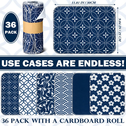 Noveread 36 Pack Japanese Reusable Cleaning Cloths Washable Cotton Kitchen Towels for Home (Blue)