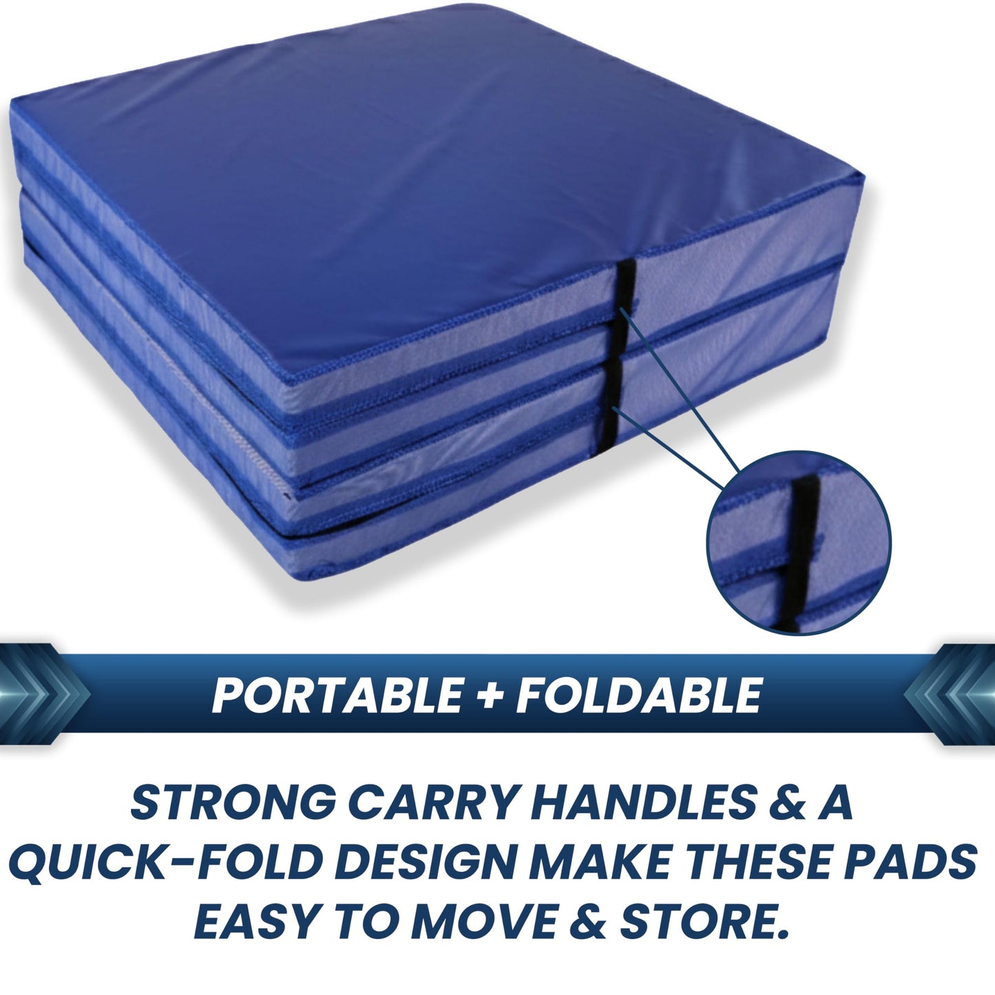 FlooringInc Folding Gymnastics Crash Mat – Thick Landing Pad for Tumbling, Kids Gymnastics, Cheer & Martial Arts Training – 8" Crash Pad, 4 ft x 8 ft Safety Mat (Royal Blue)