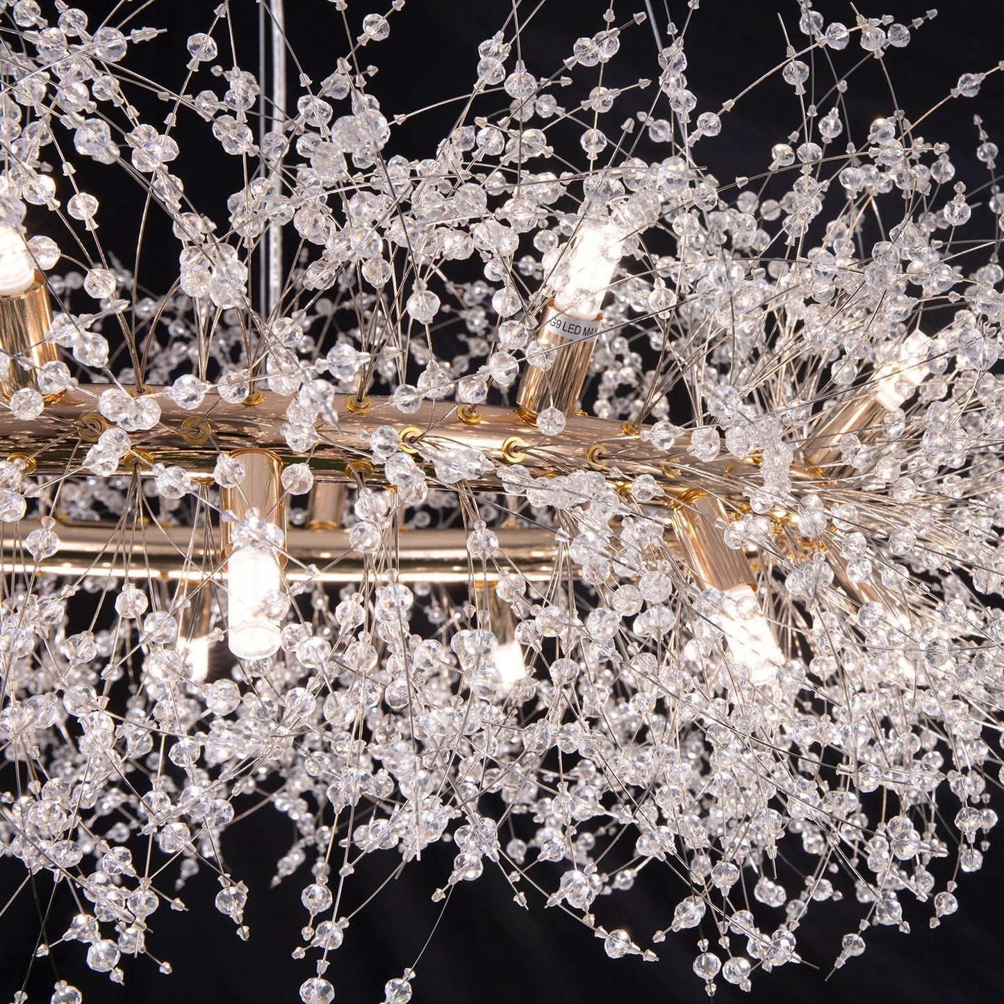 Wellmet Firework Chandelier 38 inch, Modern Crystal Chandelier Gold Wagon Wheel Light Fixture, Mid Century Round Ceiling Lighting for Dining Room, Foyer, Living Room, Bedroom, Hallway, Entryway