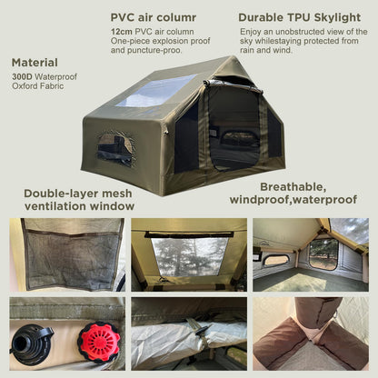 Romantic Camp Inflatable Camping Tent for 4-6 Person, Waterproof Blow up Tent with Pump, 4-Season Hot Tent for Camping & Hiking