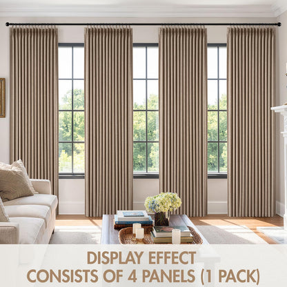 MIULEE Pinch Pleated 100% Blackout Curtains 108 Inch Long 4 Panel Set for Bedroom Thick Linen Memory Trained Pleat Living Room Darkening Back Tab Double Layer Thermal Insulated Drapes, Linen