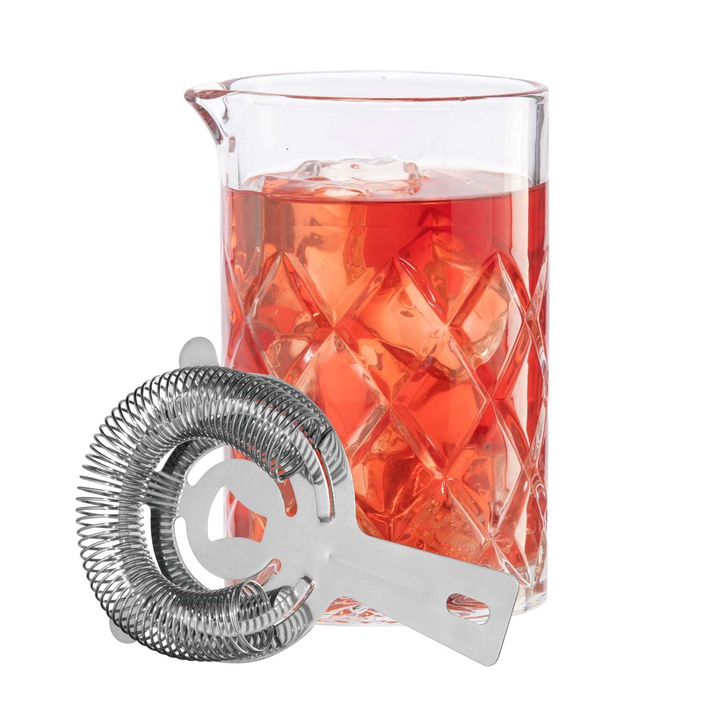 OGGI Cocktail Mixing Glass & Strainer Set - Elegant Bar Mixing Set with 16oz Glass Beaker, Essential Mixology Bartender Kit, Old Fashioned Kit, Includes Stainless Steel Hawthorne Strainer