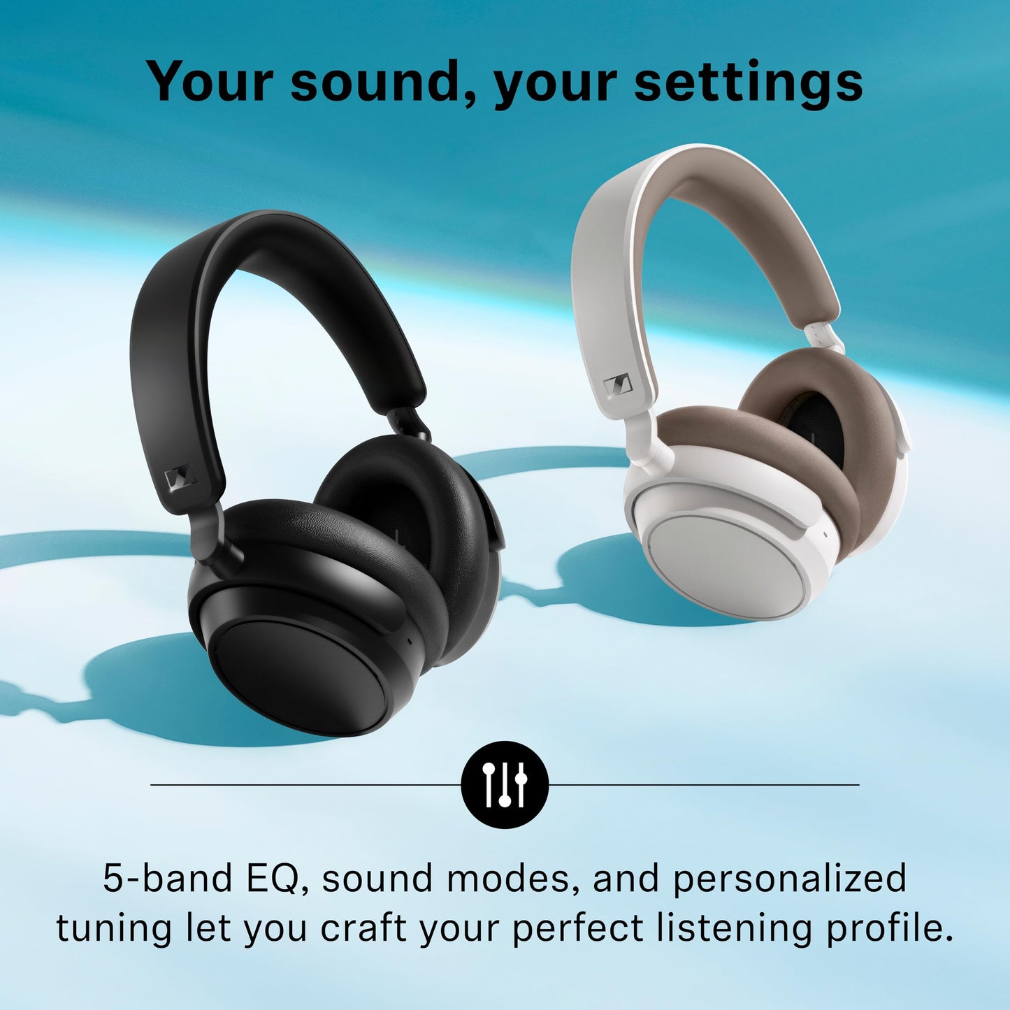 Sennheiser ACCENTUM Plus Wireless Bluetooth Noise Cancelling Headphones - Quick-Charge Feature, Up to 50HR Playtime, Adaptive Hybrid ANC, for Traveling, School & Work, White
