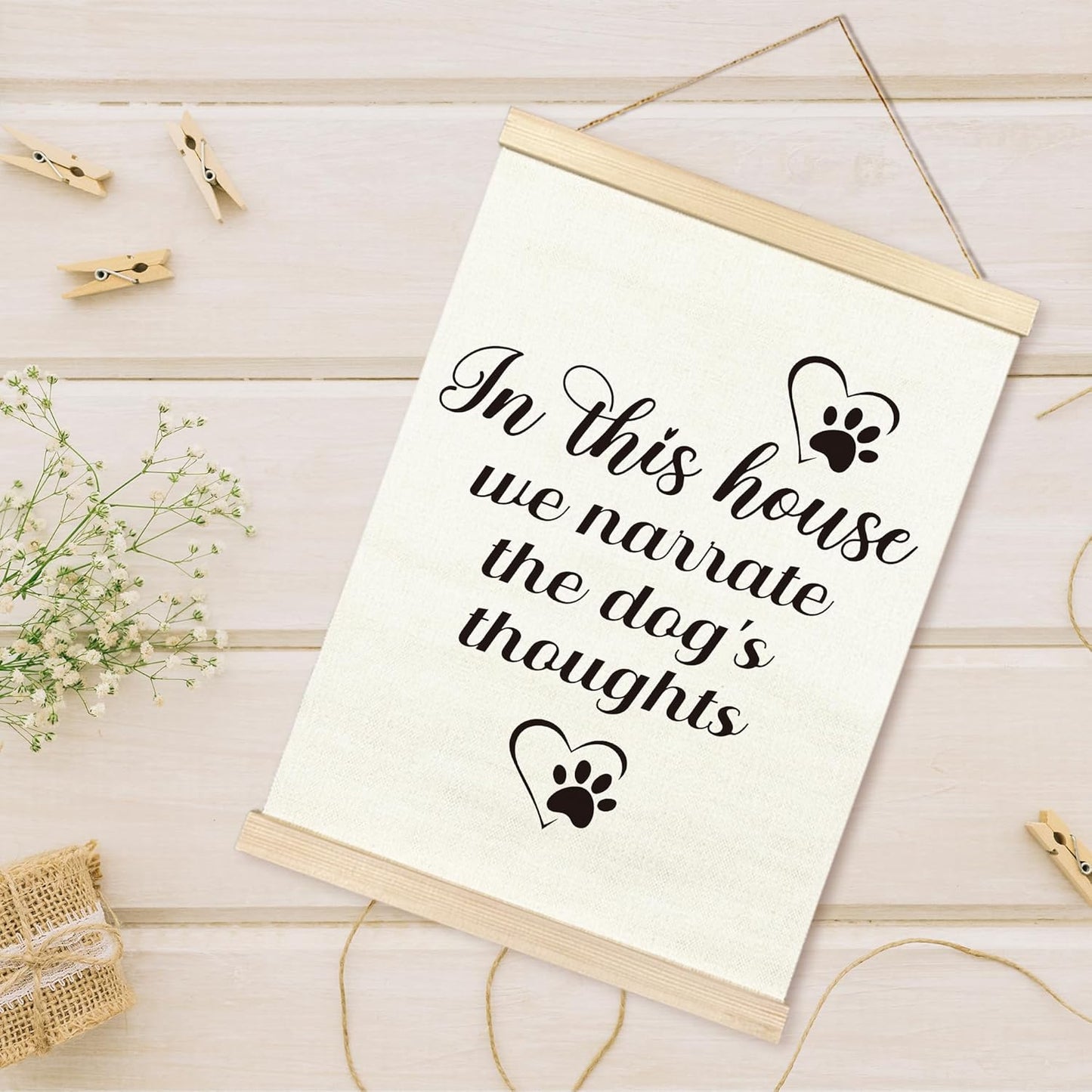 TAEDIN Dog Wall Art Poster Frame, 12X16 Dog Signs Print, In This House We Narrate the Dog's Thoughts