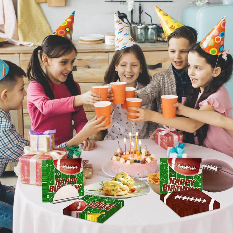 Football Birthday Party Decorations Napkins, 48Pcs Football Party Supplies Paper Touch Down Napkin Brown Football Napkins for Game Day Tailgate Sport Birthday Party Decorations
