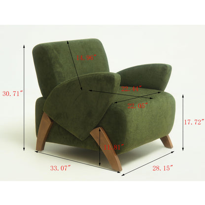 KEIKI Comfy Velvet Armchair, Luxury Accent Reading Gaming Arm Chair with Birch Legs, Oversized Decorative Single Lounge Sofa Chair, Cloud Deep Seating for Office Living Room, Easy Assembly, Green