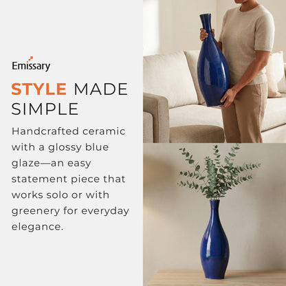 Emissary - Bottle Vase, Blue 8.5x23 H