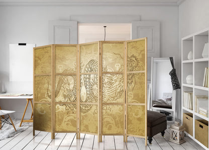 artgeist Japanese Room Divider XXL Dragon 90 x 67 in - 5 Panel Folding Screen Japan Design Home Decoration Art Deco p-B-0005-z-c