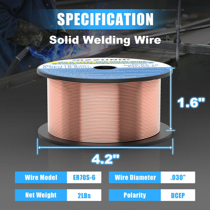AZZUNO 8 in 1 200A MIG Welder & .030" 2LBS Solid MIG Welding Wire, 110V/220V Welder Machine Flux Core MIG/Gas MIG/MAG/Aluminum MIG/Spot MIG/Lift TIG/Stick Welding/Spool Gun Compatible, Multiprocess We