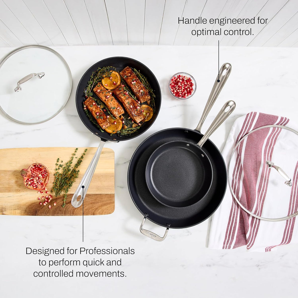 All-Clad HA1 Non-Stick Fry Pan Set - 2-Piece Induction Cookware (8 & 10 Inch) | Oven Safe to 500°F, Dishwasher Safe Black