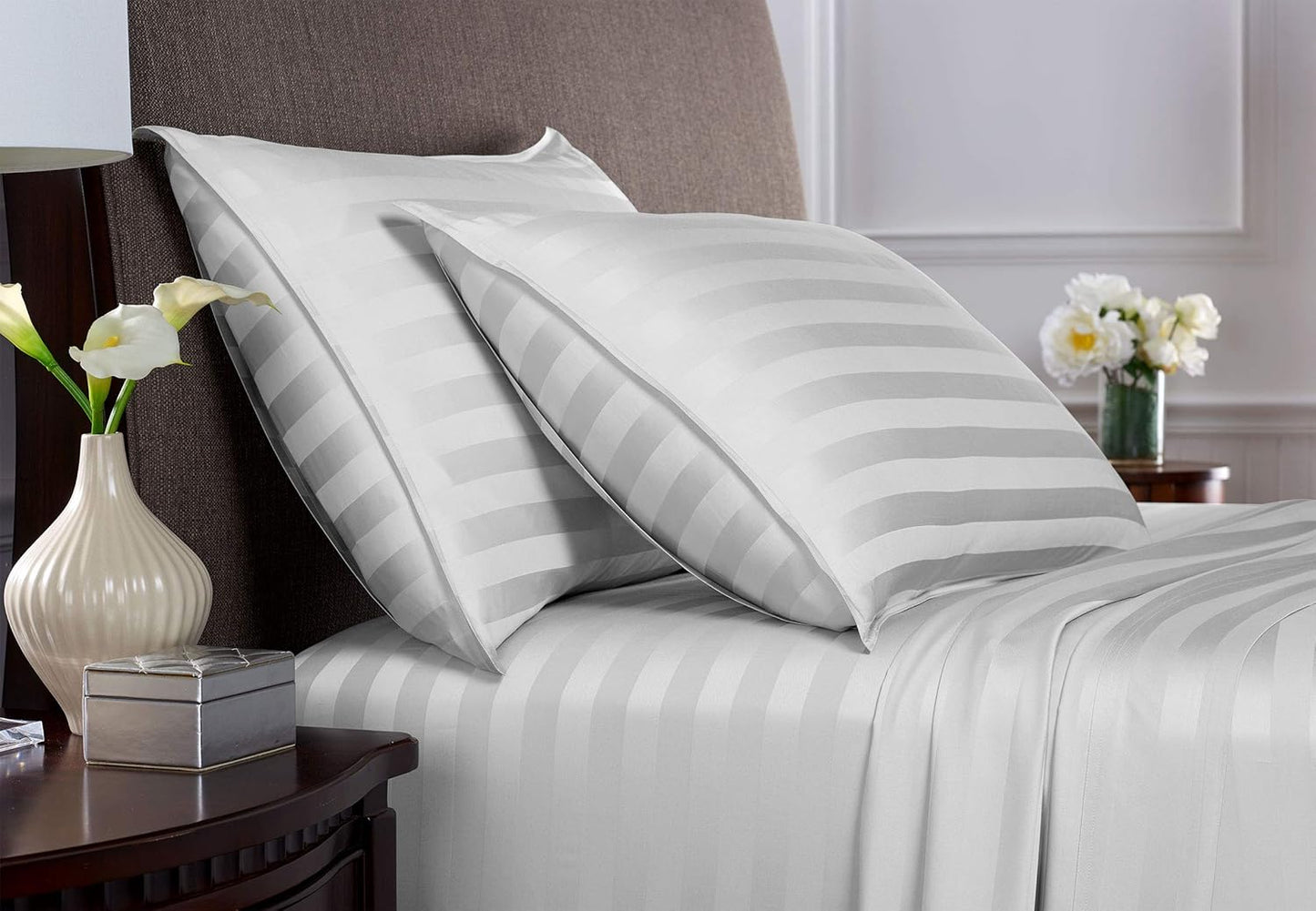 Pure Bamboo King Sheets - Luxuriously Soft 100% Organic Viscose Bed Sheet Set | Jacquard White, Double Stitching, 2-Year Quality Promise