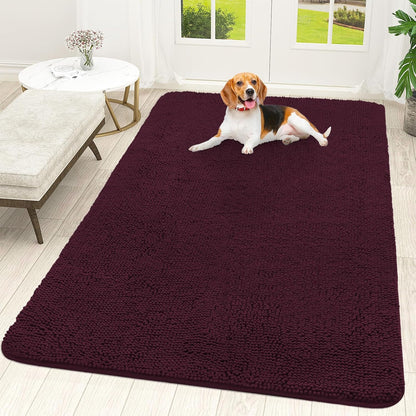 OLANLY Dog Door Mat - Absorbent Non-Slip Mud Mat for Indoor Use | Quick Dry Chenille, 70x46, Russet