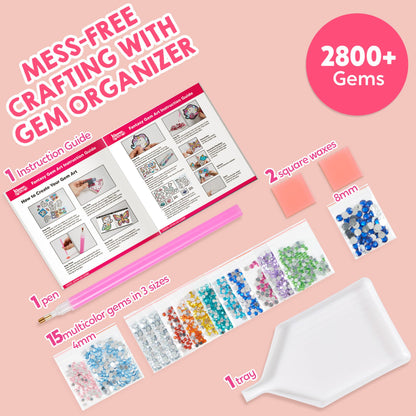 Klever Kits 16 Projects Gem Painting, Kids Diamond Art Kit for Kids with 5D Diamond, Arts and Crafts for Girls Ages 6-12, Gem Craft Activities Kits, Premium Art Gift Ideas for Girls Ages 6, 7, 8+