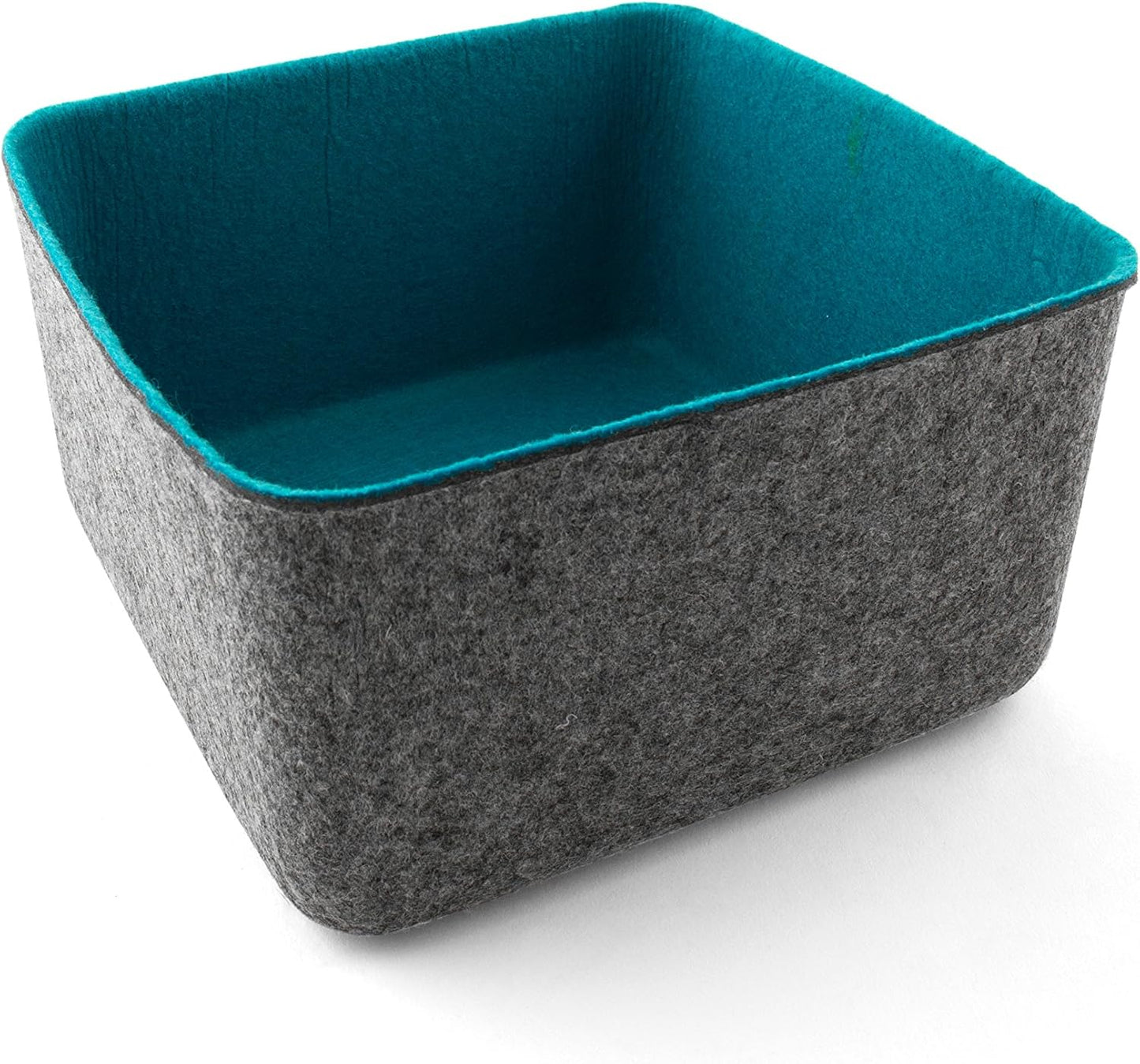Three by Three Seattle Felt·Like·It! Storage Bin, 5x5x4 Inch for Office, Craft Room, Living Room, Bedroom, Blue