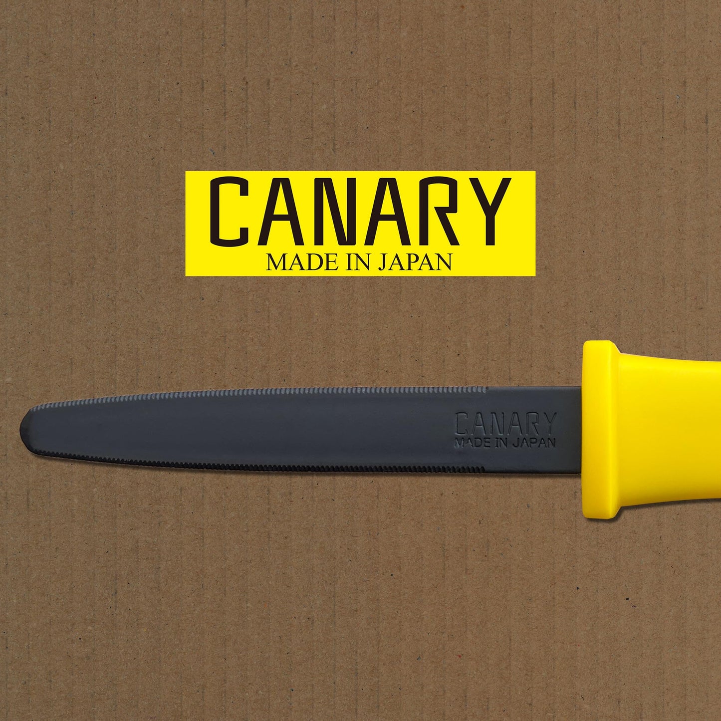 CANARY Cardboard Cutter with Non-Stick Coated Blade - 7.5" Box Cutter Utility Knife for Breaking Down Boxes & Opening Packages - Made in Japan, Yellow (2-Pack)