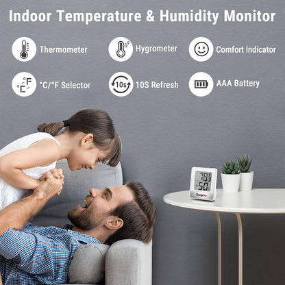TempPro TP49 Digital Hygrometer & Indoor Thermometer - Accurate Humidity & Temperature Monitor | Mini Design