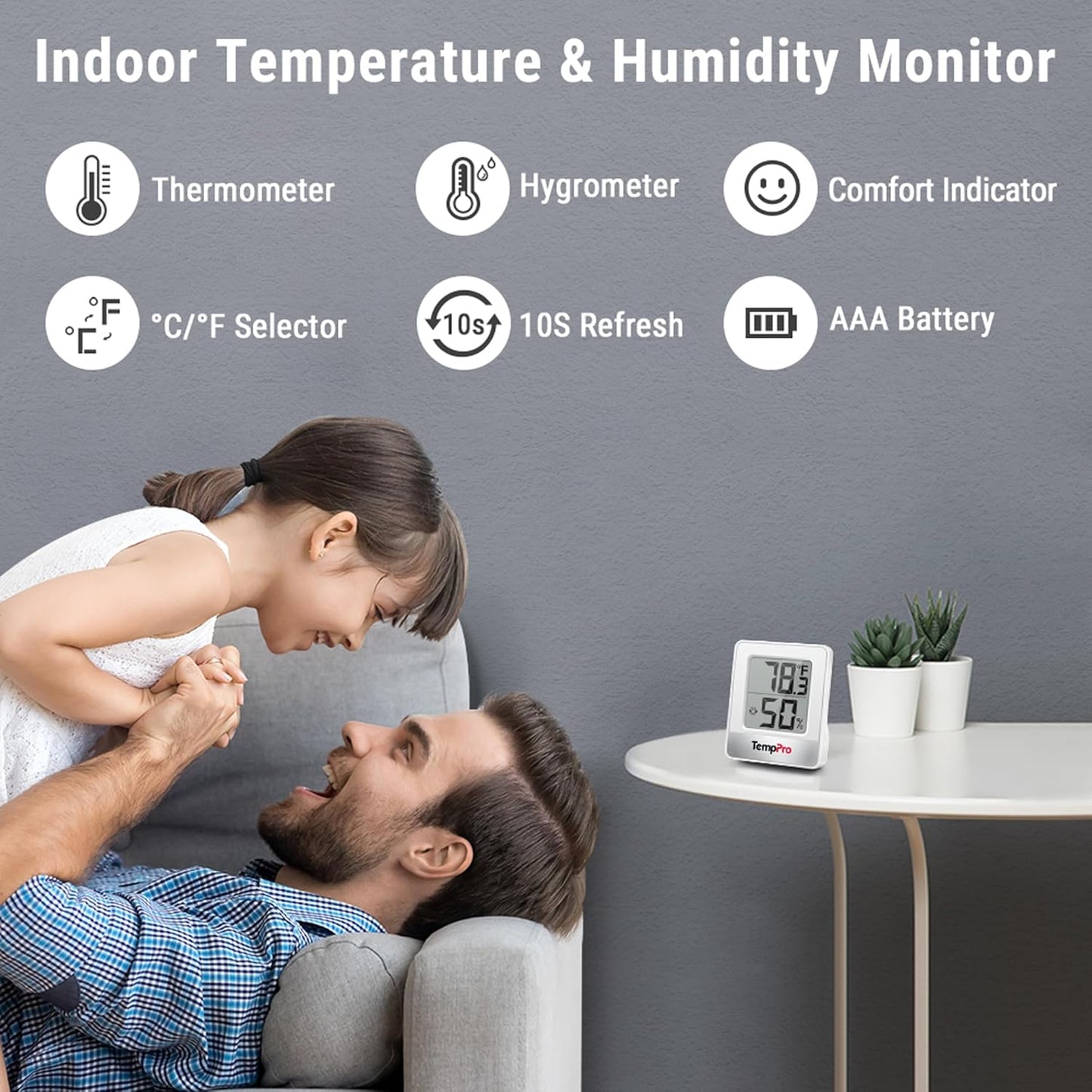 TempPro TP49 Digital Hygrometer - 3-Piece Indoor Thermometer & Humidity Meter | Accurate Weather Monitoring