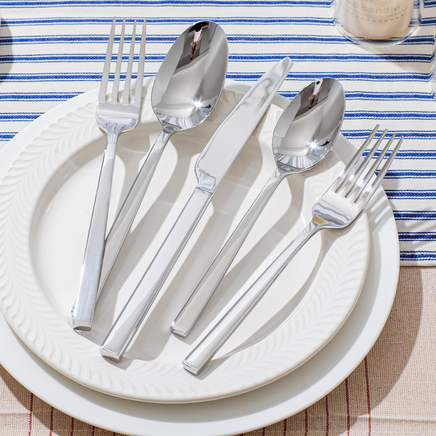KINGSTONE Silverware Set, 20-Piece Flatware Cutlery Set Premium Stainless Steel, Service for 4, for Kitchen, Home, Wedding, Party, Mirror Polished and Dishwasher Safe