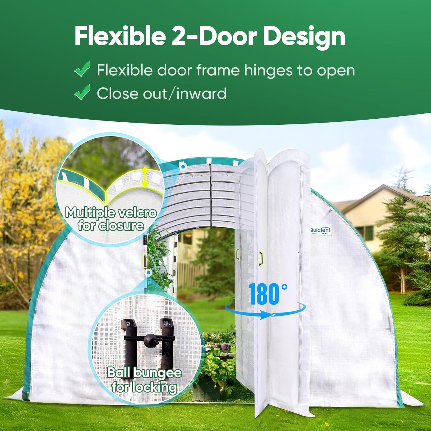Quictent 20x10x6.6 FT Premium Greenhouse for Outdoors with 2 Door Frames, Reinforced Top Structure & Cover, Large Heavy Duty Walk-in Tunnel Hoop Green House for Garden Backyard Flower Winter, White