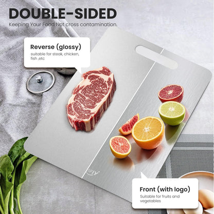 2 Pack Titanium Cutting Board-100% Pure Titanium Cutting Boards For Kitche,Easy to clean, Double-sided food-grade Cutting Board For Meats, Fruits And Vegetables (18 * 12)