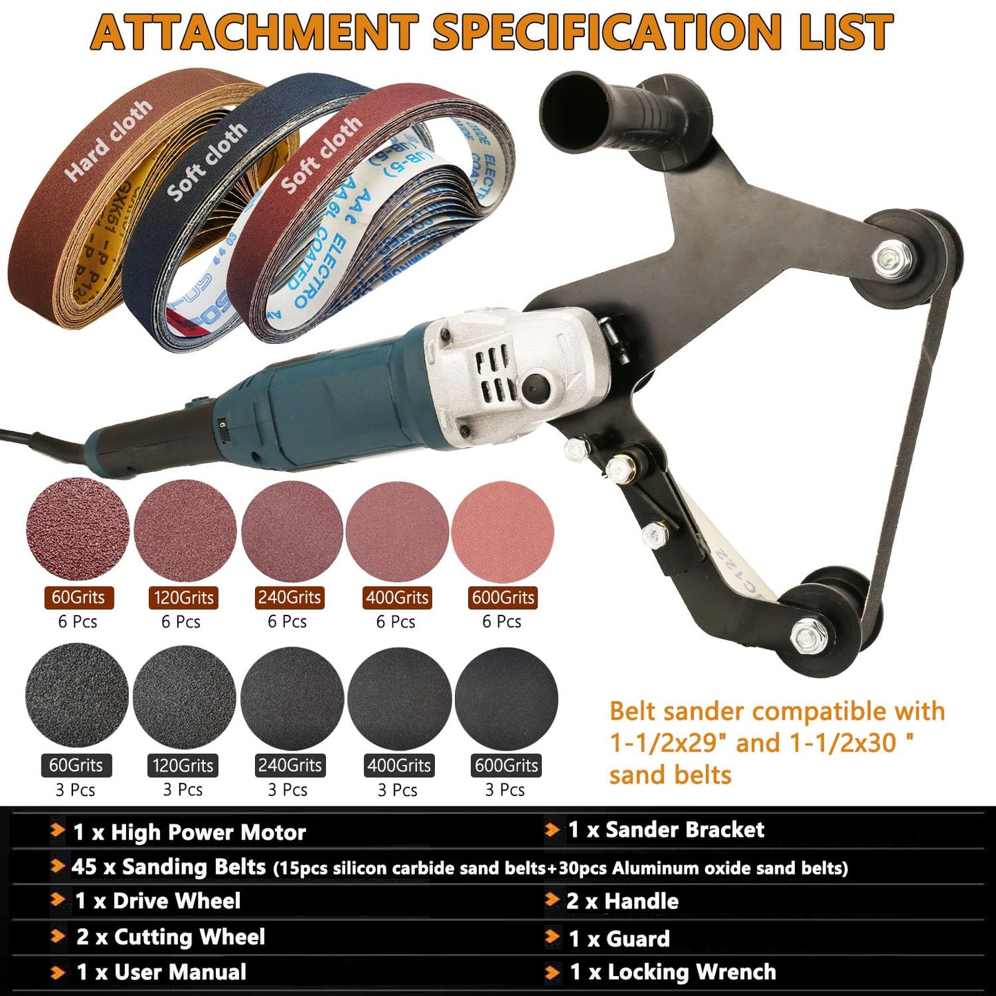 Pipe Belt Sander - 1480W Industrial Grade Pipe Tube Polishing Sandingwith 6 Variable Speeds,Suitable for Polishing Various Circular Pipe Materials,Woodworking and Metal Rust Removal(45Pcs Belts).