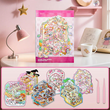WEINSYT 3D Sticker Scene Therapy Book – DIY Miniature Craft Kit with Repositionable 3D Stickers, Stress Relief Gift for Teens & Adults