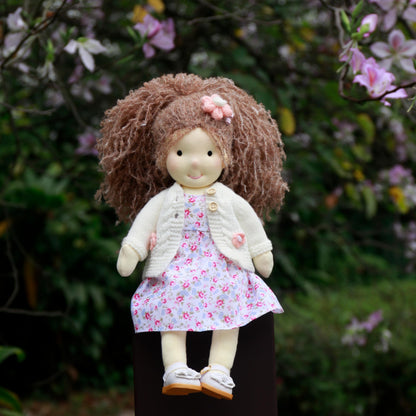 BlissfulPixie Handmade Waldorf Girl Rag Doll - Amber, 12" Soft Plush, Ideal First Doll for Babies & Toddlers