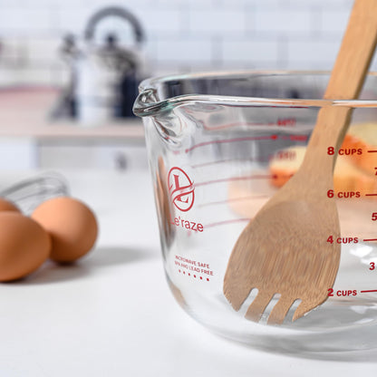8 Cup Large Glass Measuring Cup - Kitchen Mixing Bowl Liquid Measure Cups Glass Tupperware Bakeware Set, Punch Bowl, Batter Bowl.