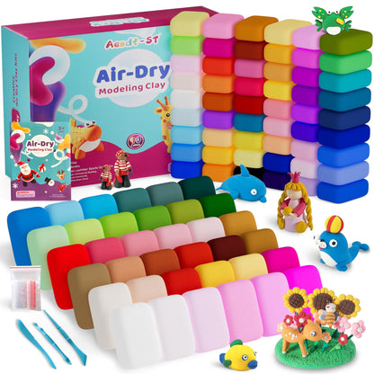 Aestd-ST Air Dry Clay 90 Colors, Modeling Clay for Kids, DIY Model Magic, Molding Clay Kit with Sculpting Tools, Non-Sticky Soft and Super Light, Arts and Crafts Gift for Boys Girls Kids
