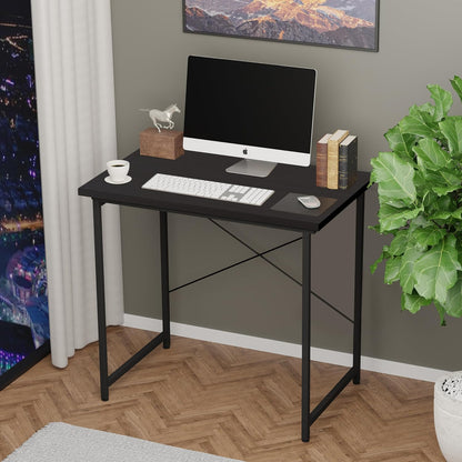 YSSOA 32 Inch Black Computer Desk, Modern Simple Home Office Work Study Writing Table with Headphone Hooks