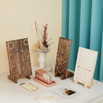 Lolalet Wooden Jewelry Display Series, Necklace Bracelets Earrings Rings Jewelries Stand Freestanding Natural Wood Holder Rack for Selling Vendor Store -1 Pack, Ring