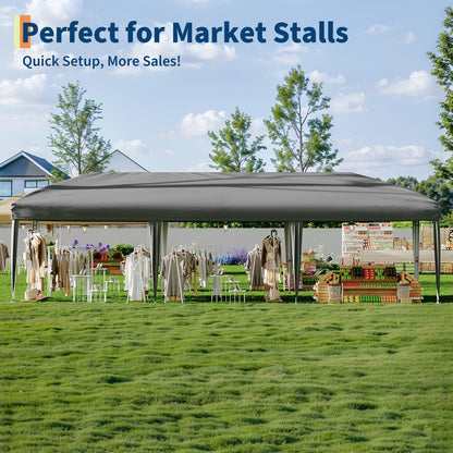 Canopy Tent, Heavy Duty Pop Up Canopy with Netting, Hexagonal Double Roof Patio Gazebo Shelter, Portable Outdoor Pergola for Backyard, 13x13 ft-Gray