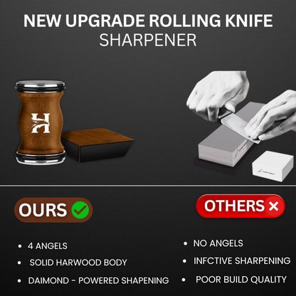 4 Angles High Carbon Stainless Steel Rolling Knife Sharpener with 400, 1000 & 3000 Replacement Discs - Blunt Knife Sharpening Kit with 12°, 15°, 20°, and 25° Sharpening for Kitchen & Chef's Knives