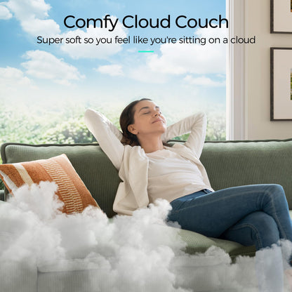 LINSY HOME Modular Sectional Sofa - Oversized Corduroy Cloud Couch with Movable Ottoman Soft Modern Comfy Sofa Set for Living Room Apartment Office, Green