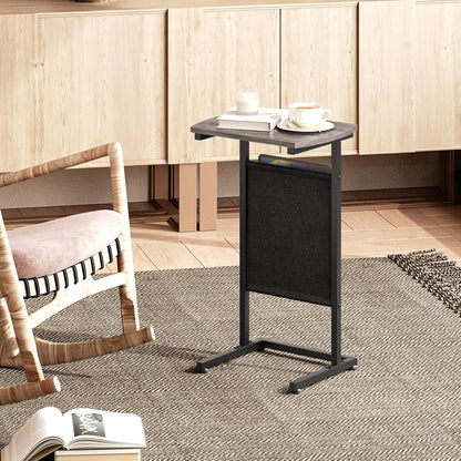 28.3" BG40SF01 HOOBRO C Shaped End Table, Side Table for Small Spaces, Couch Table with Storage Bag, Slide Under Sofa