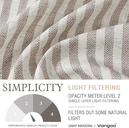 24 Inch 2 Vangao Stripe Farmhouse Kitchen Curtains Length Linen Cafe Curtains Tickingstripe Tier Drapes Pinstripe