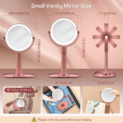 B Beauty Planet Makeup Mirror with Lights, Lighted Magnifying Mirror 30X with 3 Lighting and Adjustable Brightness, 2-Sided Height Adjustable Vanity Mirror for Bathroom, Gifts for Women White