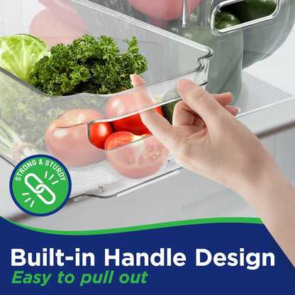 Stackable Clear Pantry Organizers and Storage Bins - 4 Pack for Kitchen Organization, Freezer Storage