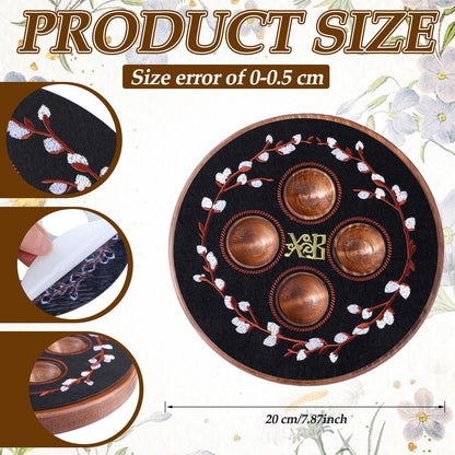 Vicenpal Greek Orthodox Easter Egg Holder Wooden Decorative Easter Egg Display Stand with Xb Embroidery Floral Pascha Patch Serving Tray Greek Pedestal Ukrainian Religious Gift for Orthodox Home Decor
