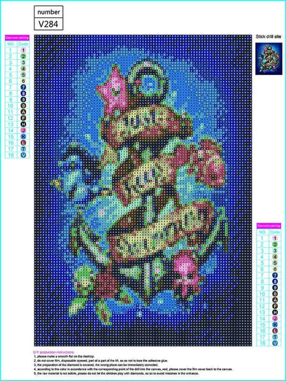 Better Selection 5D Diamond Art by Number Kit, Full Drill Just Keep Swimming Starfish Octopus Fish Flowers Rhinestone Embroidery Cross Stitch Supply Arts Craft Canvas Wall Decor