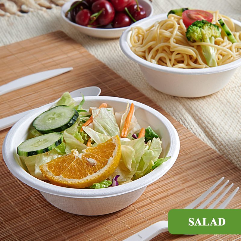 Vplus 500 Pack 12 OZ Paper Bowls Bulk, Disposable Compostable, Eco-friendly Bagasse, Heavy-duty Bowls Perfect for Milk Cereals, Snacks, Salads
