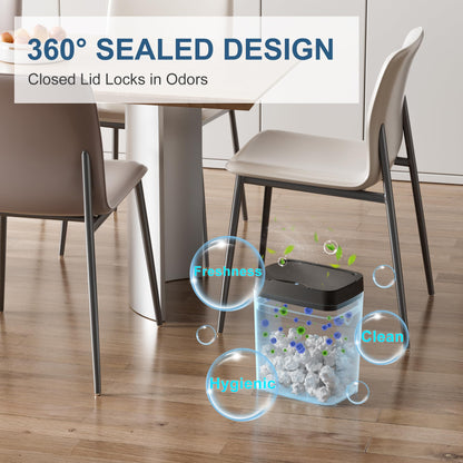 Vanpopubs 2 Pack 2.7 Gal Bathroom Trash Can with Lid, Automatic Trash Can Small Smart Garbage Can Touchless, Slim Motion Sensor Waterproof Plastic Trash Bins for Bedroom Office Kitchen Toilet Black