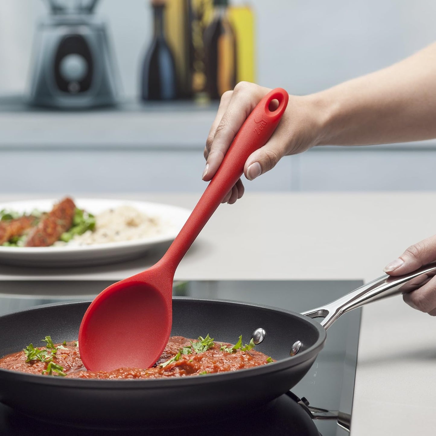 Zeal Red Silicone Non-Stick Cooking Spoon (11”/28cm)