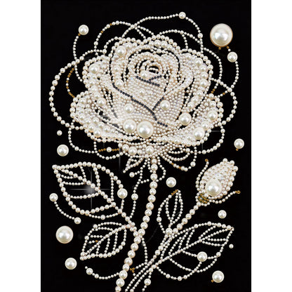 WSLWXSHM Pearl Diamond Painting Kits for Adults Rose Flower, 5D Special Shape Diamond Art Kits for Beginners, Crystal Rhinestones Diamond Painting for Home Wall Decoration Gift 12×16inch/30×40cm