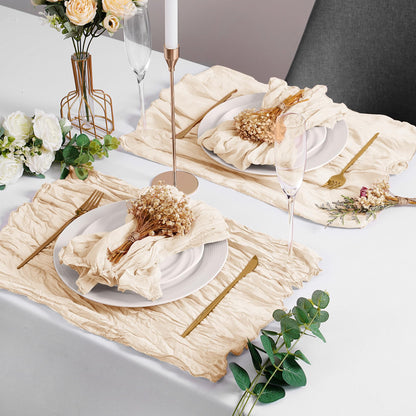 LZY 120 Pack Gauze Cheesecloth Napkins 20x20 Inch Dinner Cloth Napkins, Soft Boho Table Napkins Rustic Wrinkled Cheese Cloth Napkins Bulk for Wedding Party Baby Shower Event Decor (Ivory)