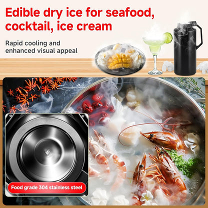 YMJOINMX Dry Ice Bucket 6kg Large Capacity - 304 Stainless Steel Insulation Container for Seafood Preservation, Cocktail Making & Dry Ice Storage